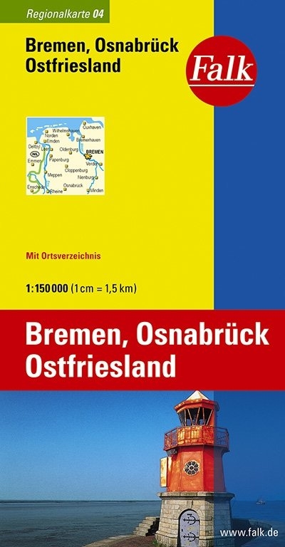 Falk Regionalkarte Deutschland Blatt 4 Bremen, Osnabrück, Ostfriesland 1:150 000