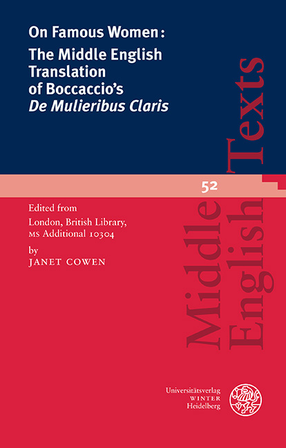 On Famous Women: The Middle English Translation of Boccaccio’s ‘De Mulieribus Claris’ - 
