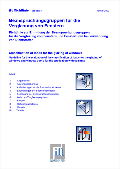 ift-Richtlinie VE-06/1 - Beanspruchungsgruppen für die Verglasung von Fenstern. -  ift Rosenheim GmbH