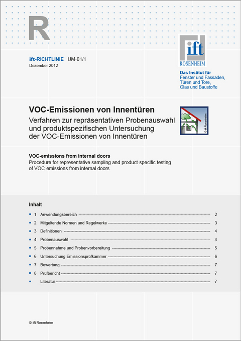 ift-Richtlinie UM-01/1 VOC-Emissionen von Innentüren - 