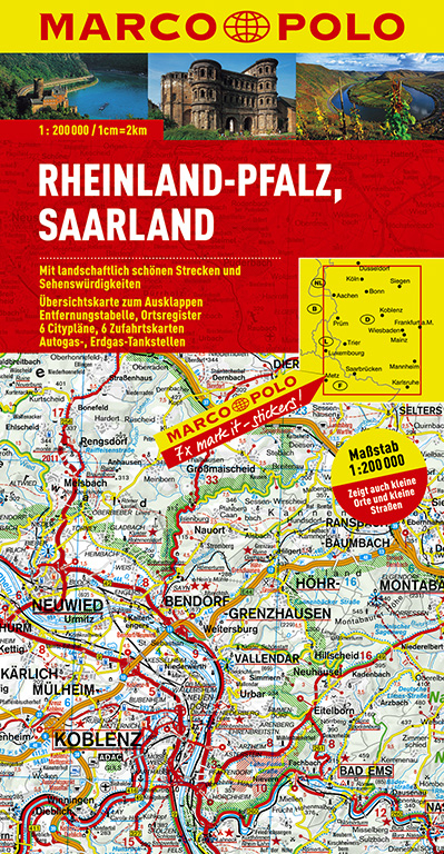 MARCO POLO Karte Deutschland Blatt 10 Rheinland-Pfalz, Saarland 1:200 000