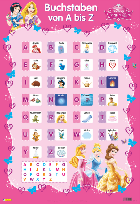 Disney Lernposter: Disney Prinzessinnen - Buchstaben von A bis Z - 