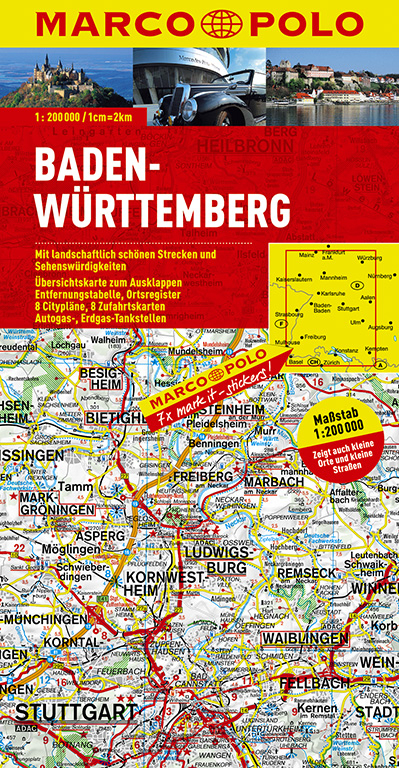 MARCO POLO Karte Deutschland Blatt 11 Baden-Württemberg 1:200 000