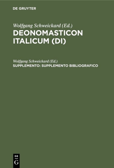 Deonomasticon Italicum (DI) / Supplemento bibliografico - 