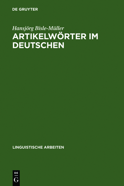 Artikelwörter im Deutschen - Hansjörg Bisle-Müller