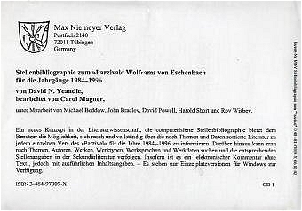 Stellenbibliographie zum "Parzival" Wolframs von Eschenbach für die Jahre 1984-1996 - David N Yeandle