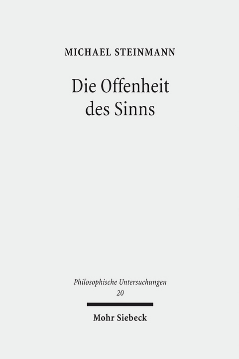 Die Offenheit des Sinns - Michael Steinmann