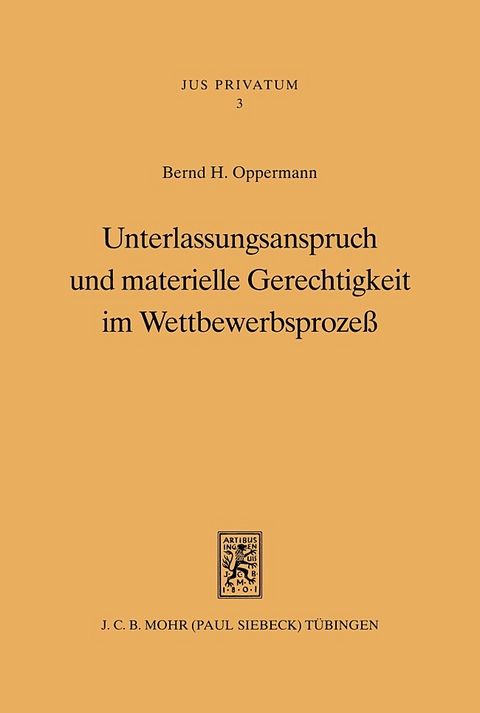 Unterlassungsanspruch und materielle Gerechtigkeit im Wettbewerbsprozeß - Bernd H. Oppermann