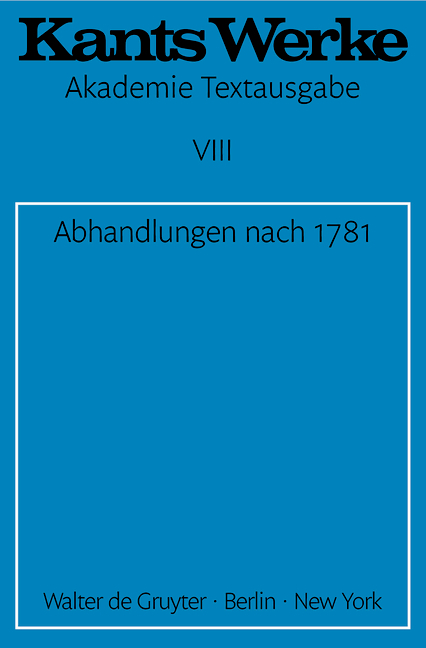 Immanuel Kant: Werke / Abhandlungen nach 1781 - Immanuel Kant