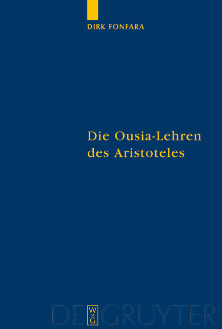 Die Ousia-Lehren des Aristoteles - Dirk Fonfara