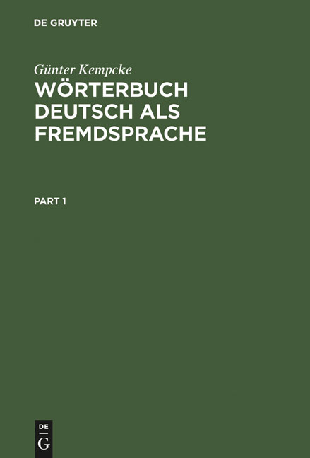 Wörterbuch Deutsch als Fremdsprache - Günter Kempcke