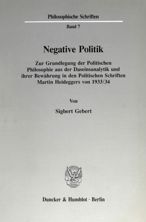 Negative Politik. - Sigbert Gebert