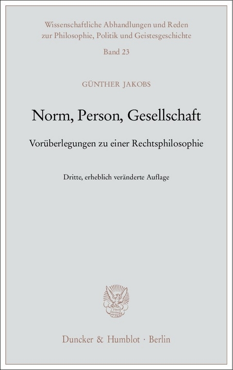 Norm, Person, Gesellschaft. - Günther Jakobs