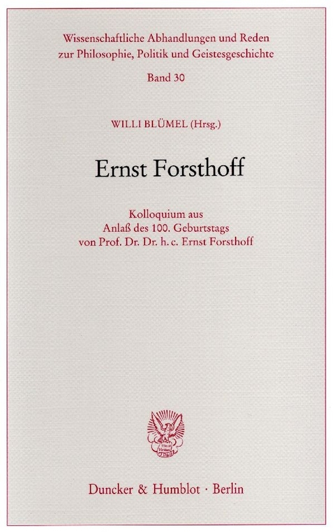 Ernst Forsthoff. - 