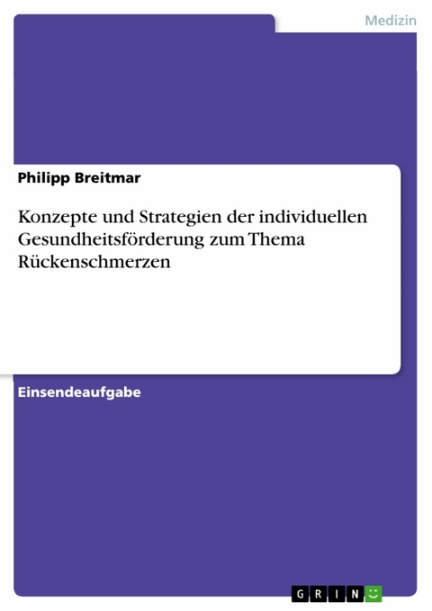 Konzepte und Strategien der individuellen Gesundheitsförderung zum Thema Rückenschmerzen - Philipp Breitmar