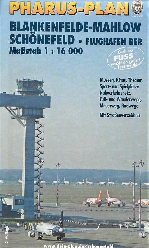 Pharus-Plan Blankenfelde-Mahlow, Schönefeld - Flughafen BER. Maßstab 1 :16 000.