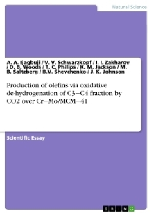 Production of olefins via oxidative de-hydrogenation of C3Â¿C4 fraction by CO2 over CrÂ¿Mo/MCMÂ¿41 - A. A. Ijagbuji, V. V. Schwarzkopf, I. I. Zakharov, D. B. Woods, J. K. Johnson, K. M. Jackson, M. B. Saltzberg, B. V. Shevchenko, T. C. Philips