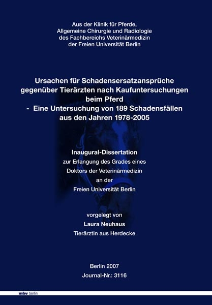 Ursachen für Schadensersatzansprüche gegenüber Tierärzten nach Kaufuntersuchungen beim Pferd - Laura Neuhaus