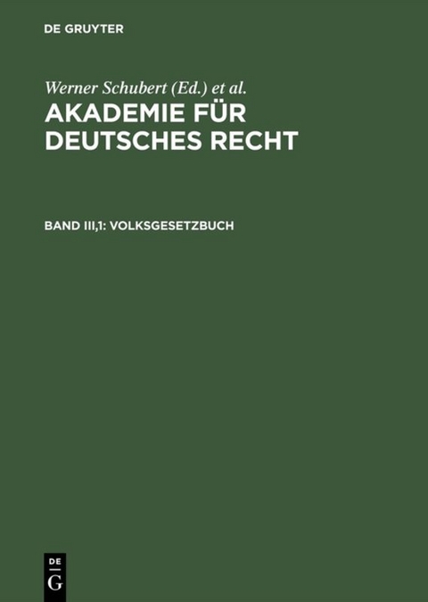 Akademie für Deutsches Recht / Volksgesetzbuch - 