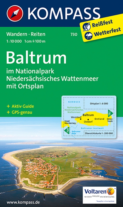 KOMPASS Wanderkarte 730 Baltrum im Nationalpark Niedersächsisches Wattenmeer - 