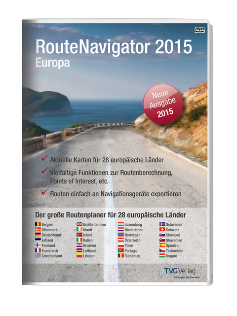 RouteNavigator Europa 2015, 1 DVD-ROM