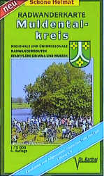 Radwanderkarte Muldentalkreis und Umgebung mit Stadtplänen von Grimma und Wurzen