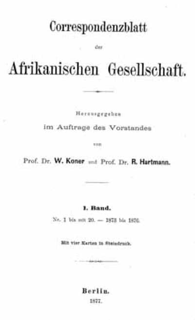 Deutsche Gesellschaft zur Erforschung Äquatorial-Afrikas: Correspondenzblatt der Afrikanischen Gesellschaft - 