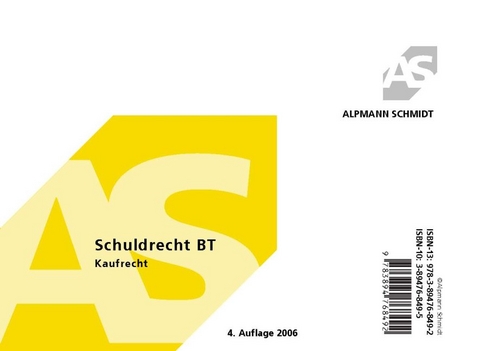 Schuldrecht BT Kaufrecht - Annegerd Alpmann-Pieper, Andreas Siepmann