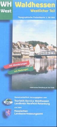 "Topographische Freizeitkarten 1:50000 Hessen. Sonderblattschnitte auf der Grundlage der Topographischen Karte 1:50000 (Freizeitregionen); mit Wander-, Radwanderwegen, Freizeiteinrichtungen; Text-, und Bildinfos auf der Rückseite oder im Begleitheft" / Waldhessen. Westlicher Teil TF 50