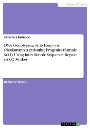 DNA Genotyping of Kelampayan (Neolamarckia cadamba) Progenies (Sample Set I) Using Inter Simple Sequence Repeat (ISSR) Marker - valeria s kabalon