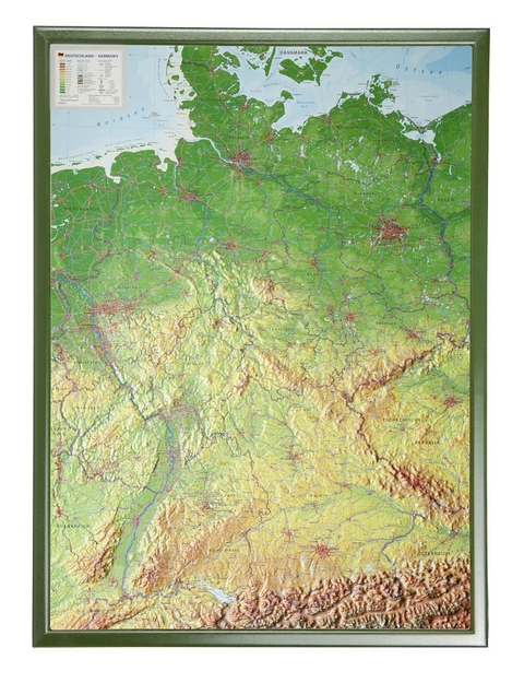 Deutschland, Reliefkarte, Groß, mit Holzrahmen. Germany - André Markgraf, Mario Engelhardt
