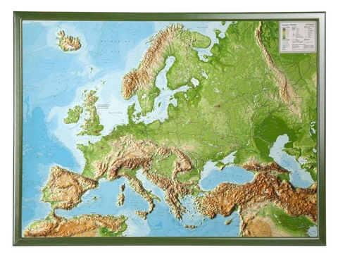 Relief Europa groß mit Holzrahmen englisch (1:8 000 000) - 