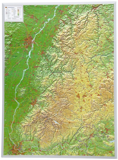 Schwarzwald, Reliefkarte, Groß