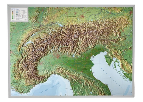 Alpenbogen, Reliefkarte, Groß