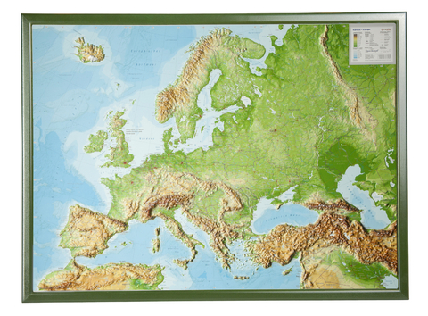 Europa, Reliefkarte, Groß, mit Holzrahmen - André Markgraf, Mario Engelhardt