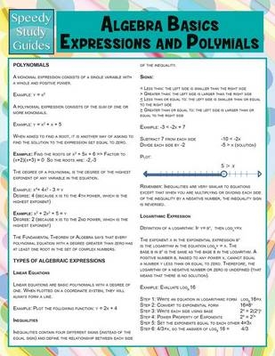 Algebra Basics, Expressions and Polymials (Speedy Study Guide) -  Speedy Publishing LLC