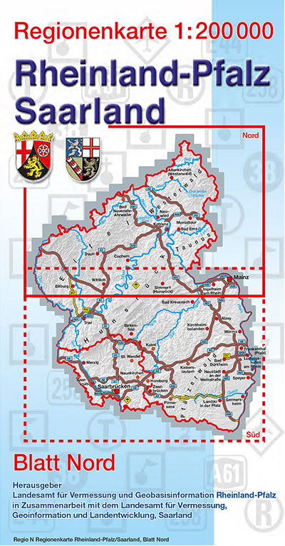 Regionenkarte Rheinland-Pfalz/Saarland 1:200 000, Blatt Nord -  Landesamt für Vermessung und Geobasisinformation Rheinland-Pfalz