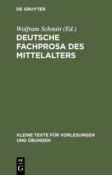 Deutsche Fachprosa des Mittelalters - 