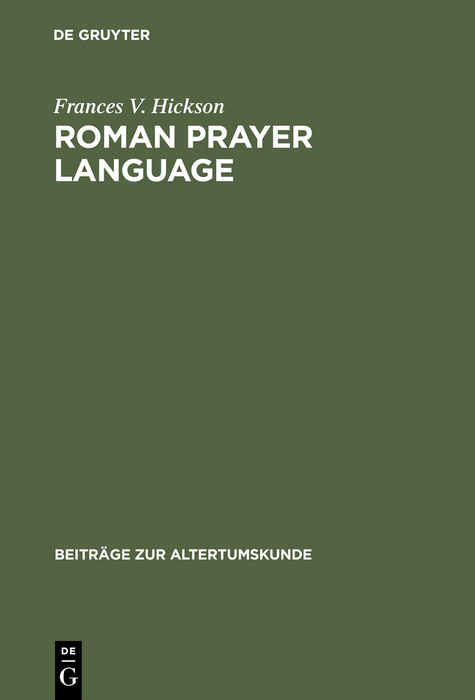Roman Prayer Language - Frances V. Hickson