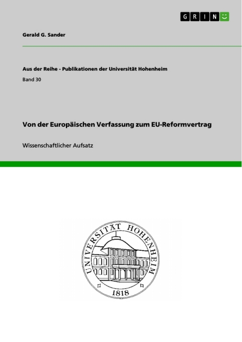 Von Der Europ Ischen Verfassung Zum Eu-Reformvertrag - Gerald G Sander