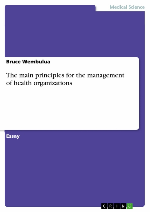 The main principles for the management of health organizations - Bruce Wembulua