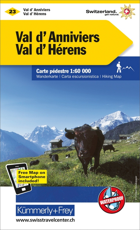 Val d'Annivers, Val d'Hérens Wanderkarte Nr. 23