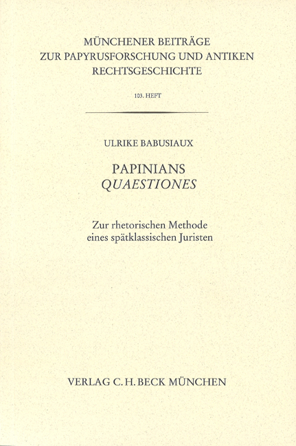 Papinians Quaestiones - Ulrike Babusiaux