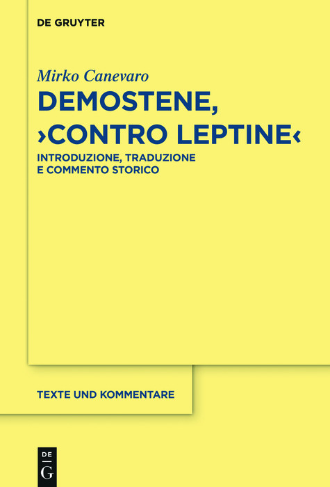 Demostene, 'Contro Leptine' -  Mirko Canevaro