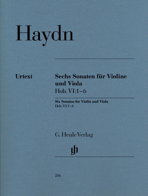 Joseph Haydn - Sechs Sonaten Hob. VI:1-6 für Violine und Viola - 