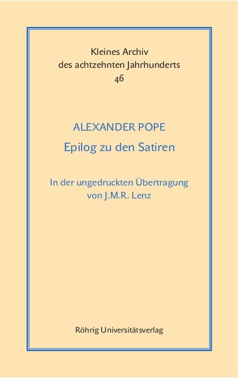 Epilog zu den Satiren. Dialog I - Alexander Pope