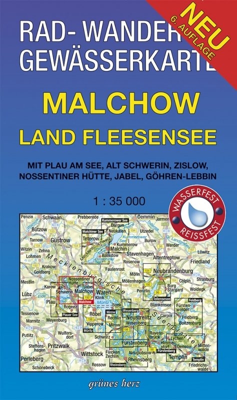 Rad-, Wander- und Gewässerkarte Malchow, Land Fleesensee