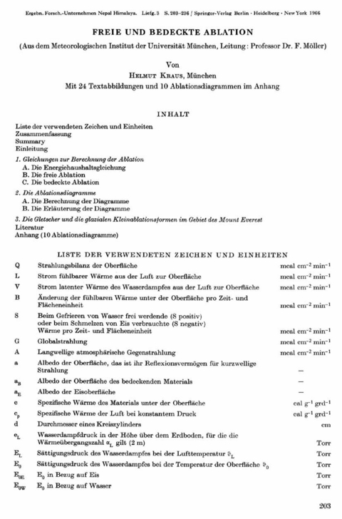 Freie und Bedeckte Ablation - Helmut Kraus