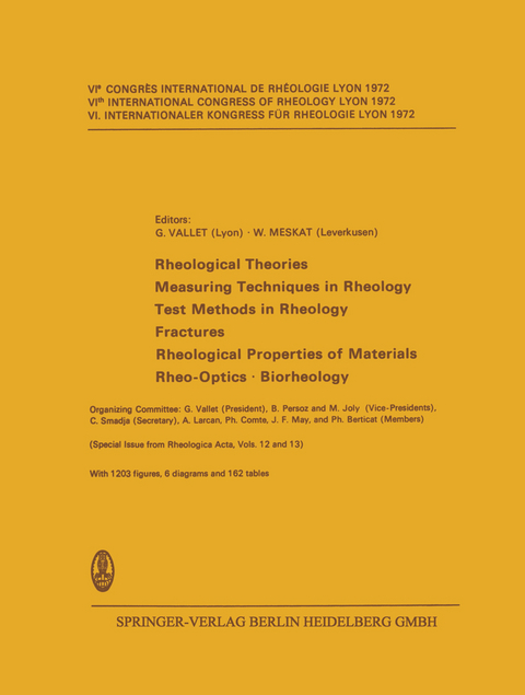 Rheological Theories · Measuring Techniques in Rheology Test Methods in Rheology · Fractures Rheological Properties of Materials · Rheo-Optics · Biorheology - 