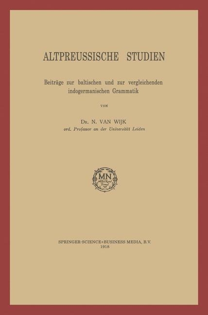 Altpreussische Studien -  N. van Wijk